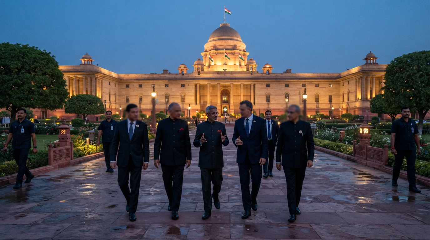 INDIA bloc leaders arriving for a meeting at Rashtrapati Bhavan in New Delhi.