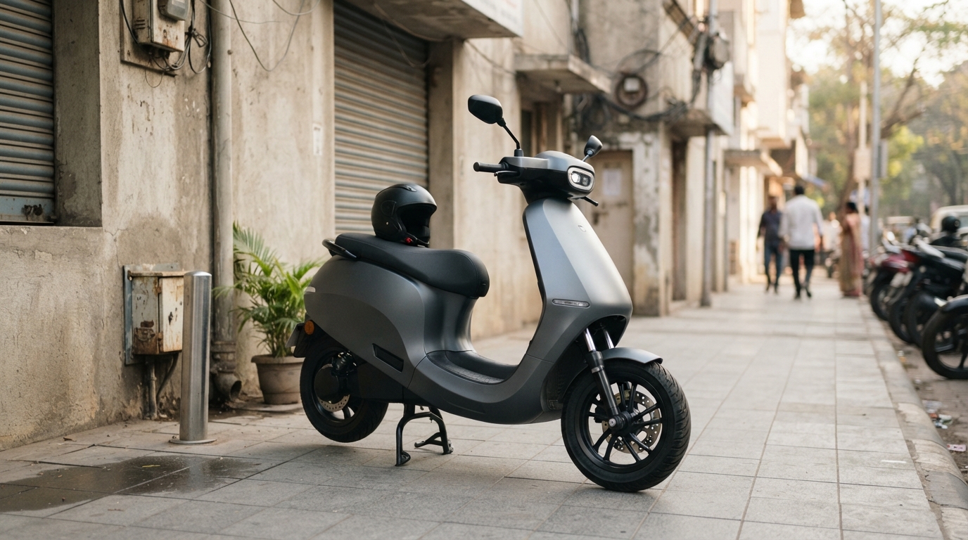 VLF Strada electric scooter parked on a city street