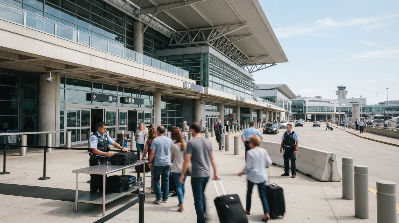 An airport terminal under security monitoring in Saudi Arabia