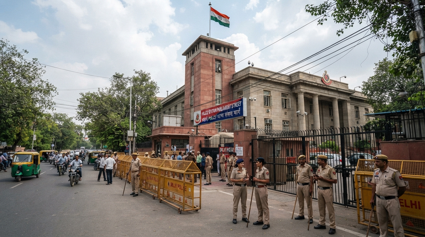 Parliament Street police station exterior in New Delhi