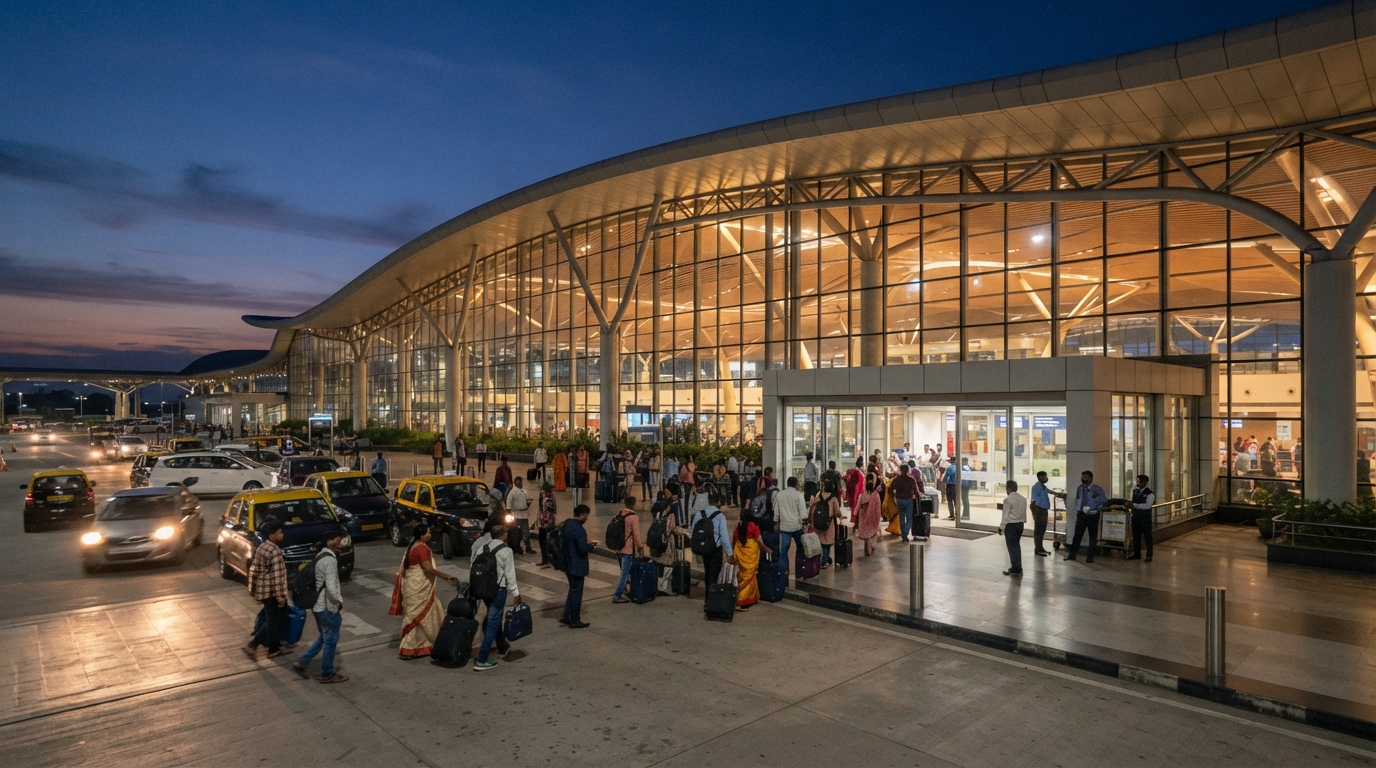 Passengers arrive at Bengaluru airport amid festive travel rush