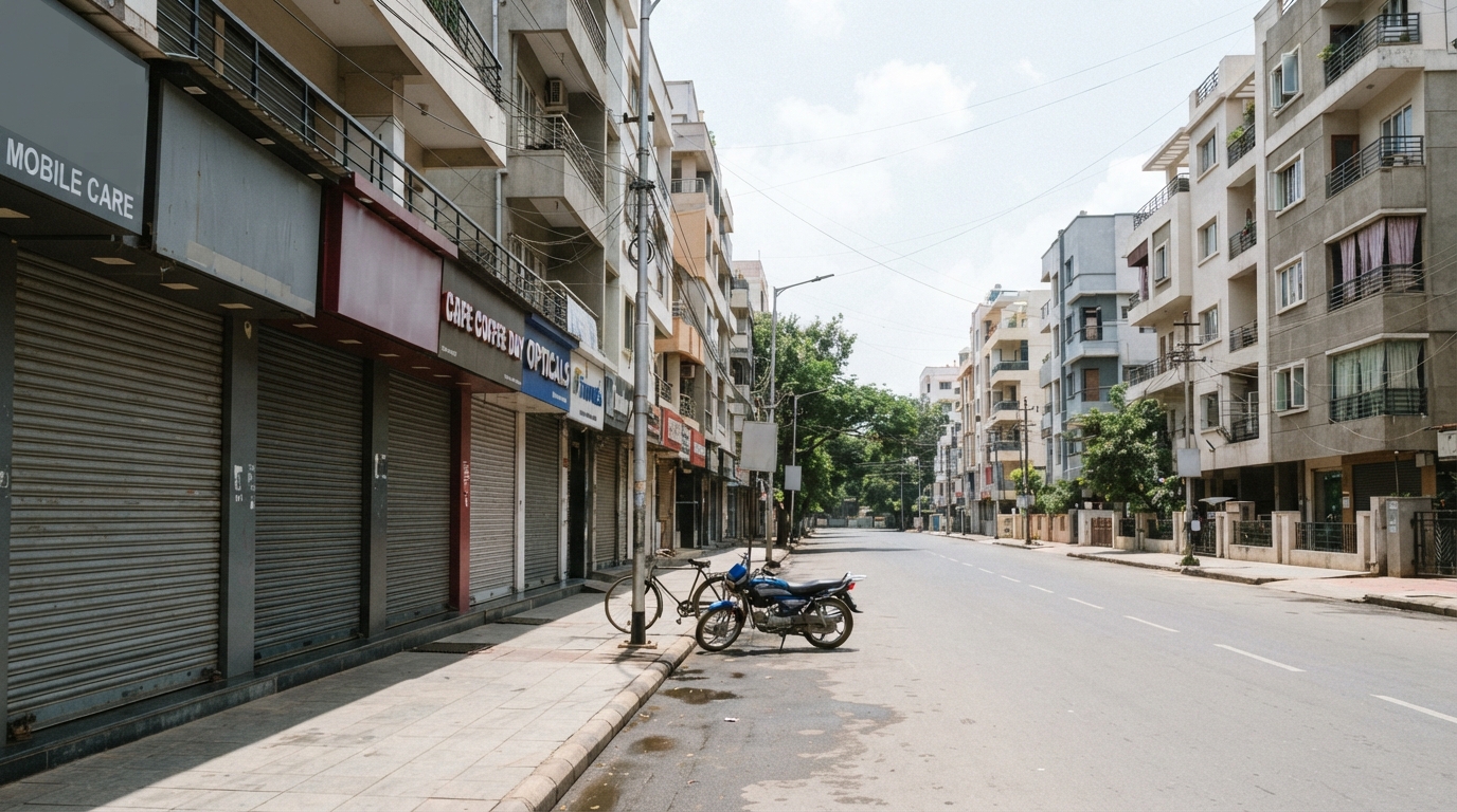 A city street in West Bengal where new liquor shop regulations apply.