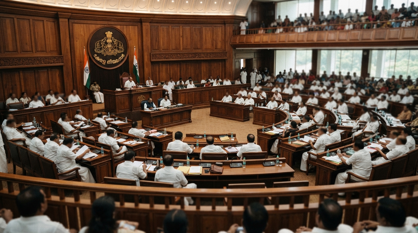 The Keralam Legislative Assembly in session during the discussion on the ECI resolution.